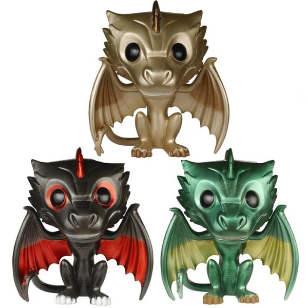 Figurines Pop Rhaegal, Viserion et Drogon m?tallis?s (Game Of Thrones)
