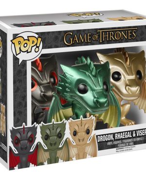 Pop Figurines Pop Rhaegal, Viserion et Drogon m?tallis?s (Game Of Thrones) Figurine in box
