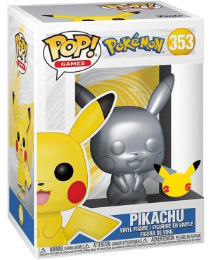 Pop Figurine Pikachu Waving Silver supersized (Pokemon) Figurine in box