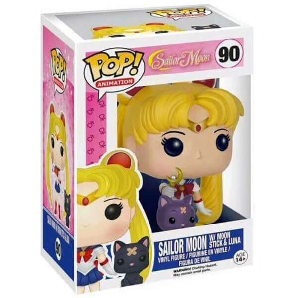 Pop Figurine Pop Sailor Moon avec moon stick et Luna (Sailor Moon) Figurine in box