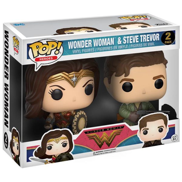 Pop Figurines Pop Wonder Woman et Steve Trevor (Wonder Woman) Figurine in box